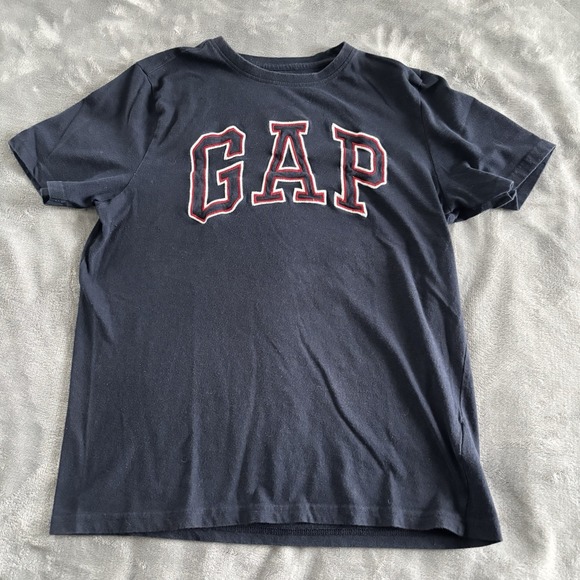 Gap T-shirt Men Sz Medium 1 Navy & 1 Gray Logo Short Sleeve Cotton Crew Neck - Picture 2 of 10